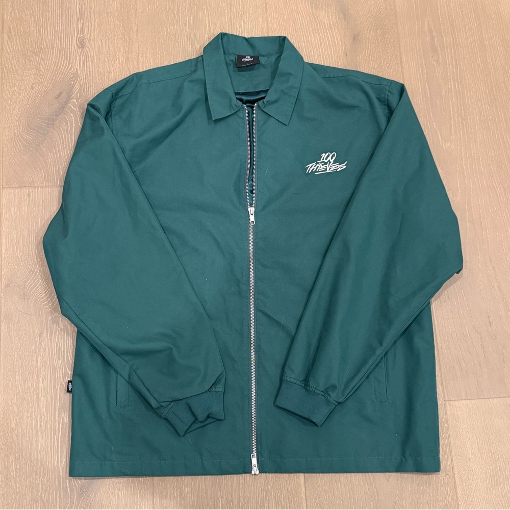 100 Thieves Foundations FW'23 Nylon Zip Jacket (Forest) - Large